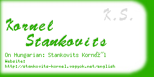 kornel stankovits business card